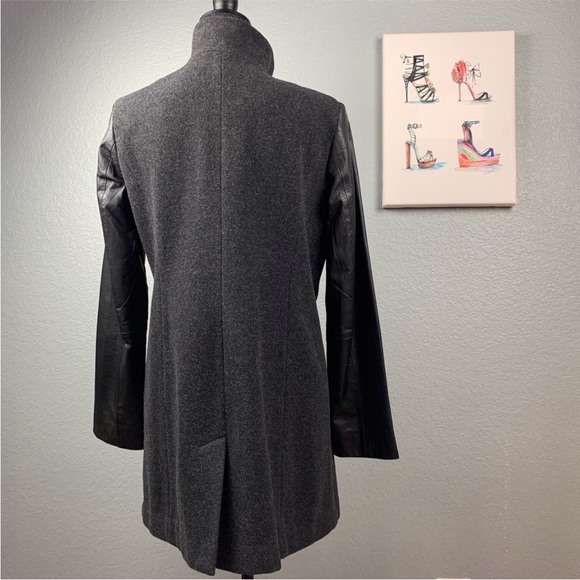 Eileen Fisher Wool Leather Coat Sm - Picture 7 of 10